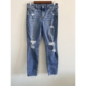 Old Navy Jeans Rockstar Super Skinny Women's 8 Long Distressed Denim Stretch